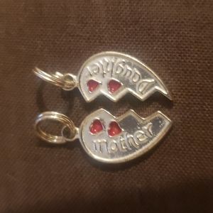 Sterling Silver .925 Mother Daughter split heart charms pendants